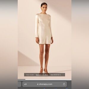 Shona Joy La Lune Long Sleeve Backless Mini Dress- Cream